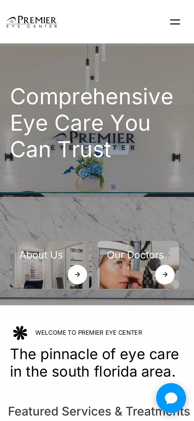 Premier Eye Center website on a phone