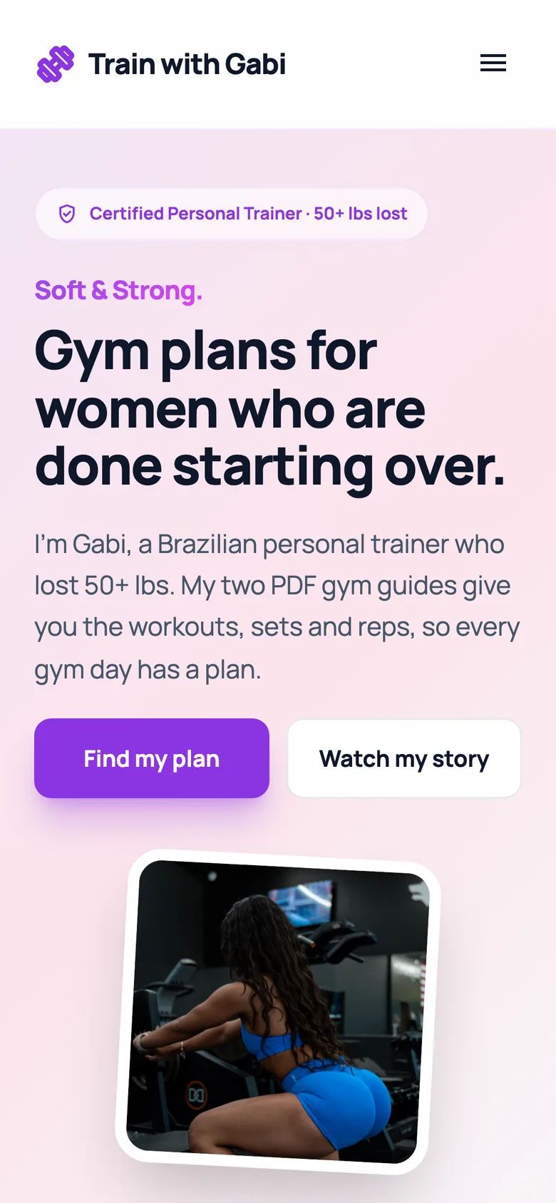 Train with Gabi website on a phone